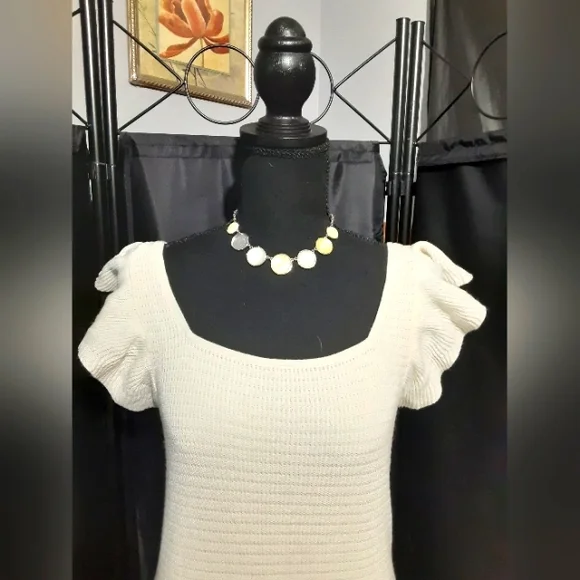 House of Harlow 1960 Cream White  Ruffle Flare Dress Women's Size S Cottagecore - Picture 4 of 10